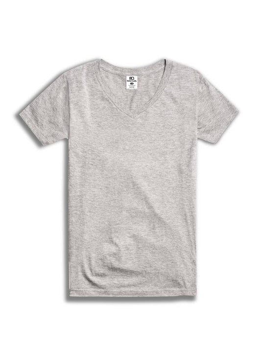 Better Quality Blanks - The BQ Ladies Premium S/S VNeck T-Shirt in Heather Grey