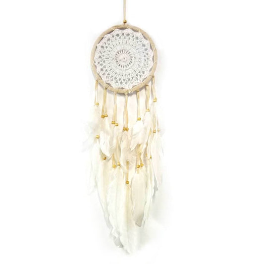 Dream Catcher Natural Crochet With Feathers Beads